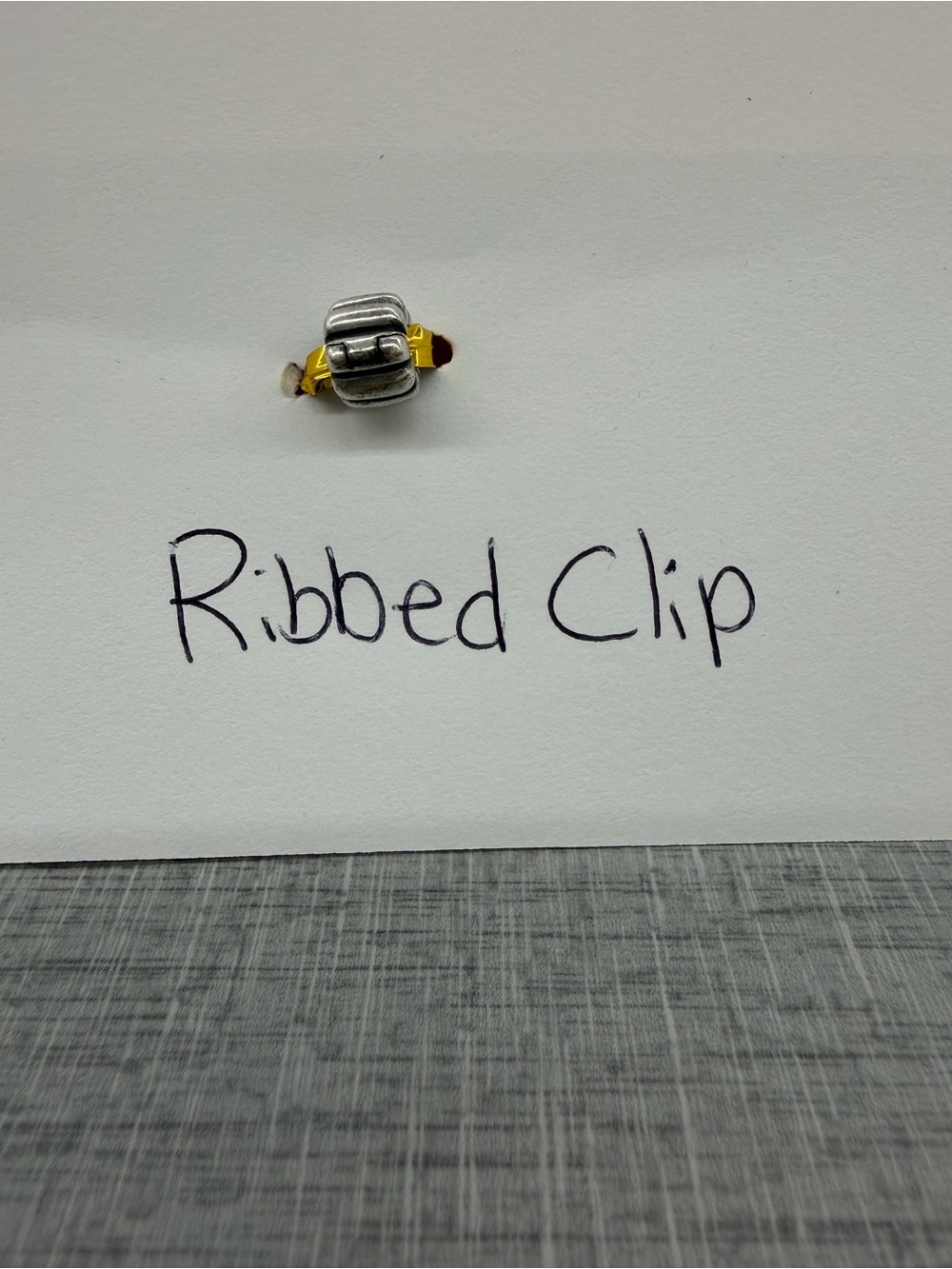 Pandora Retired Ribbed Clip Charm 790163 Sterling Silver 925 ALE